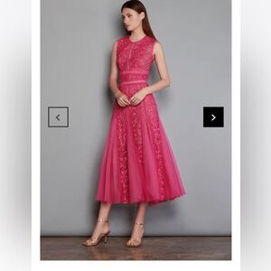 New Bronx AND BANCO Megan Lace MIDI Cocktail Dress Fuchsia Deep Pink NWT size 6